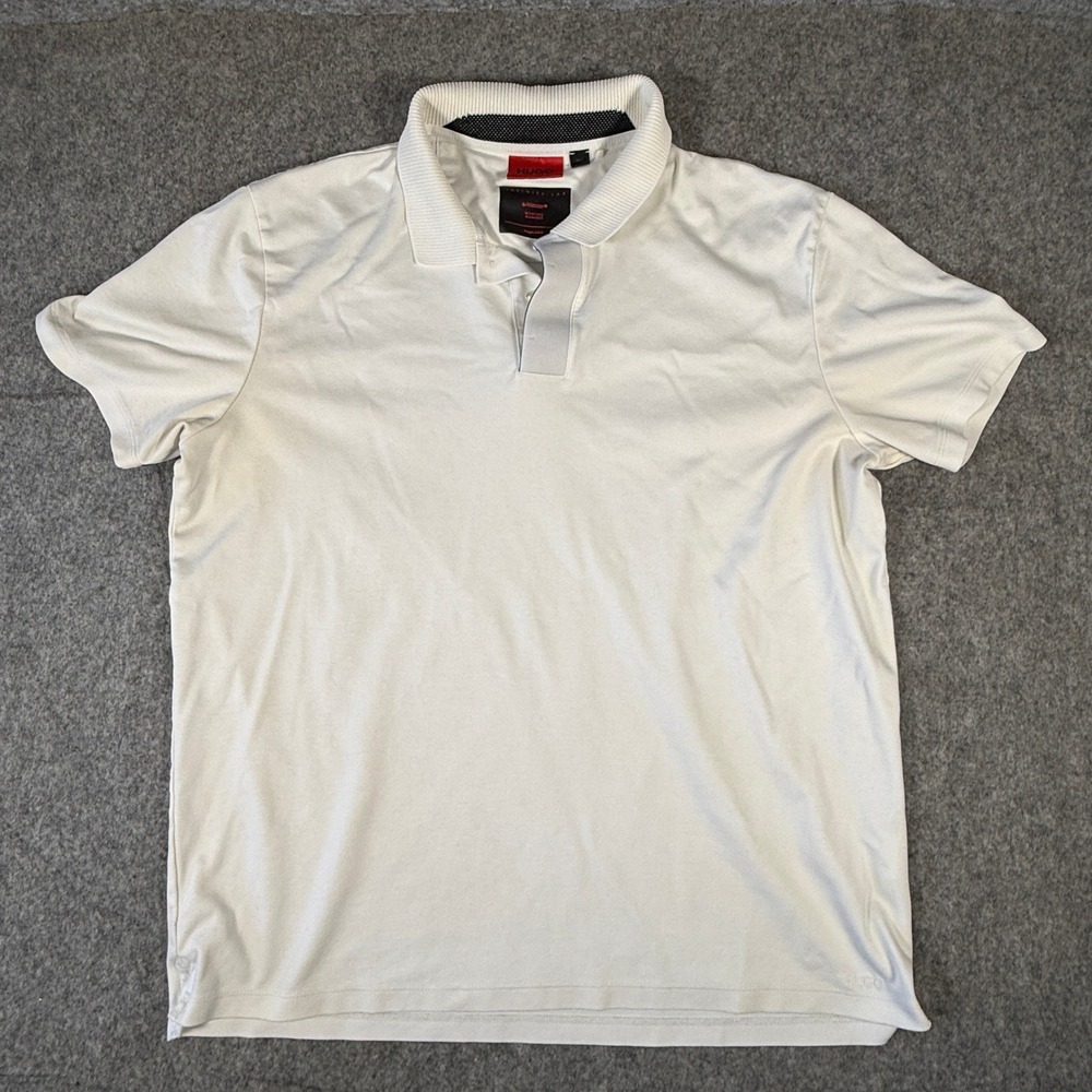 Hugo Boss Polo Shirt Mens L White Infinity-Lab Moisture Manager Regular Fit